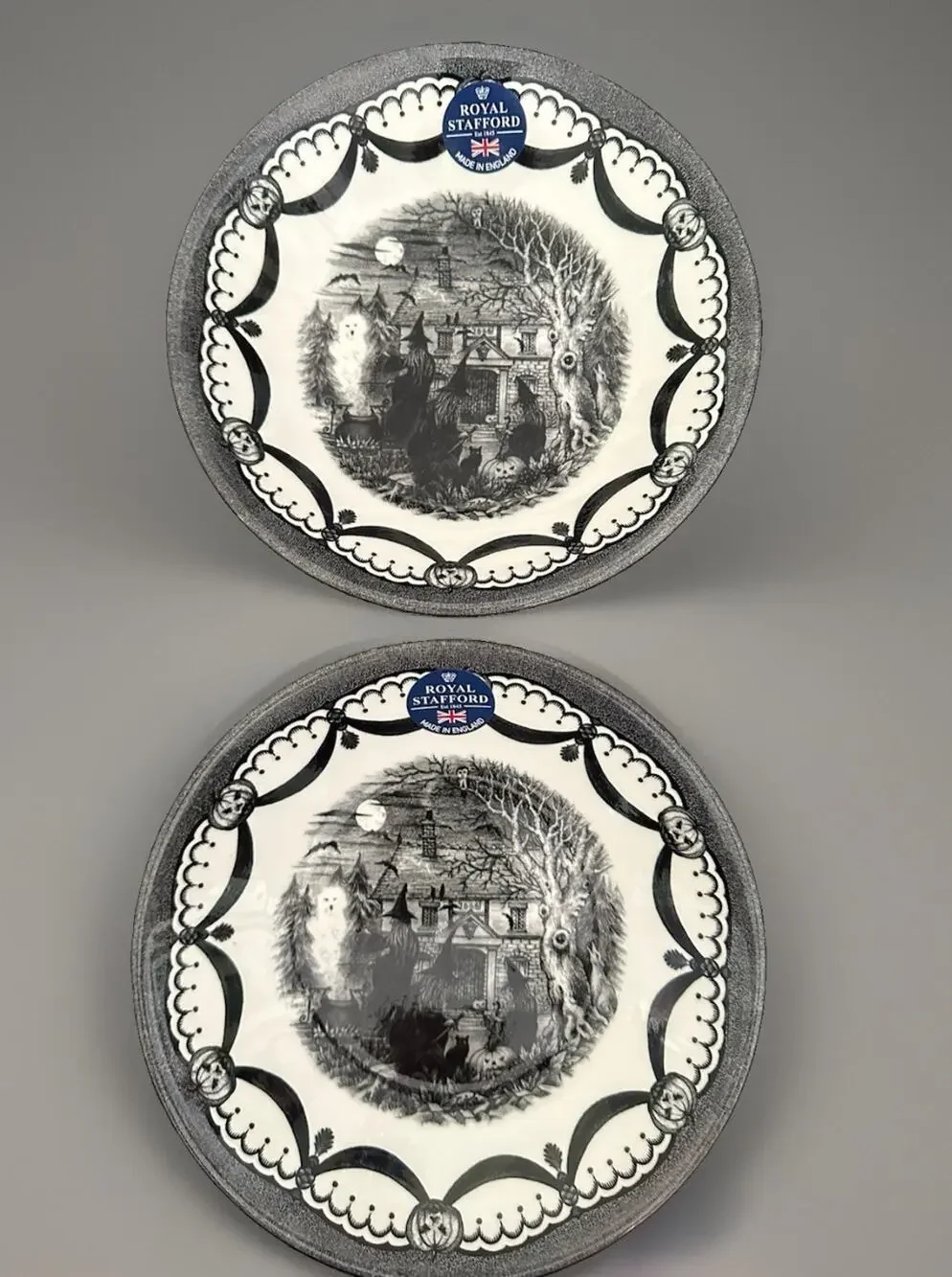 2 Royal Stafford Spookeyville Coven Witch Salad Bowls Halloween NWT 7 3/4” Wide